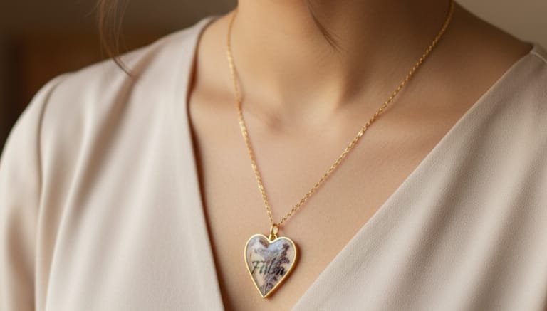 Heart Shape Pendant Preserved Flower Pendant With Custom Name