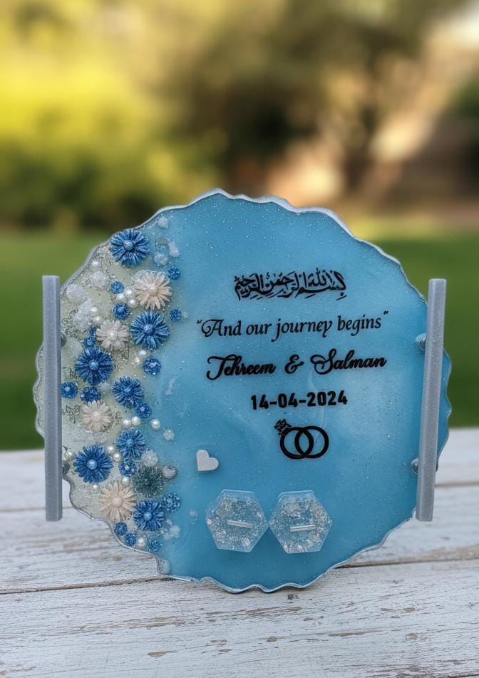 Blue Tone Resin Nikkah/Engagement Tray/Frame