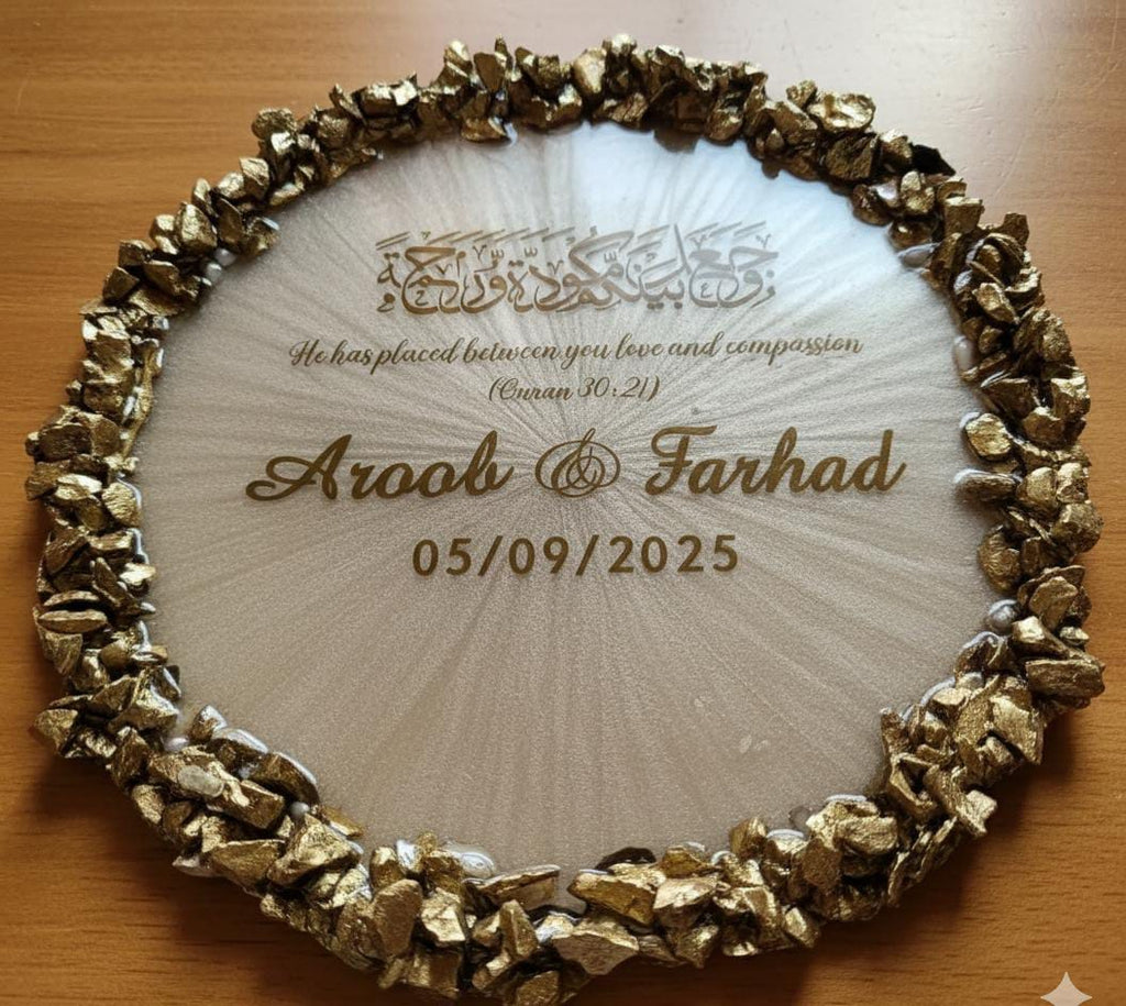 Gloden Black Tone Resin Anniversary/Birthday Frame