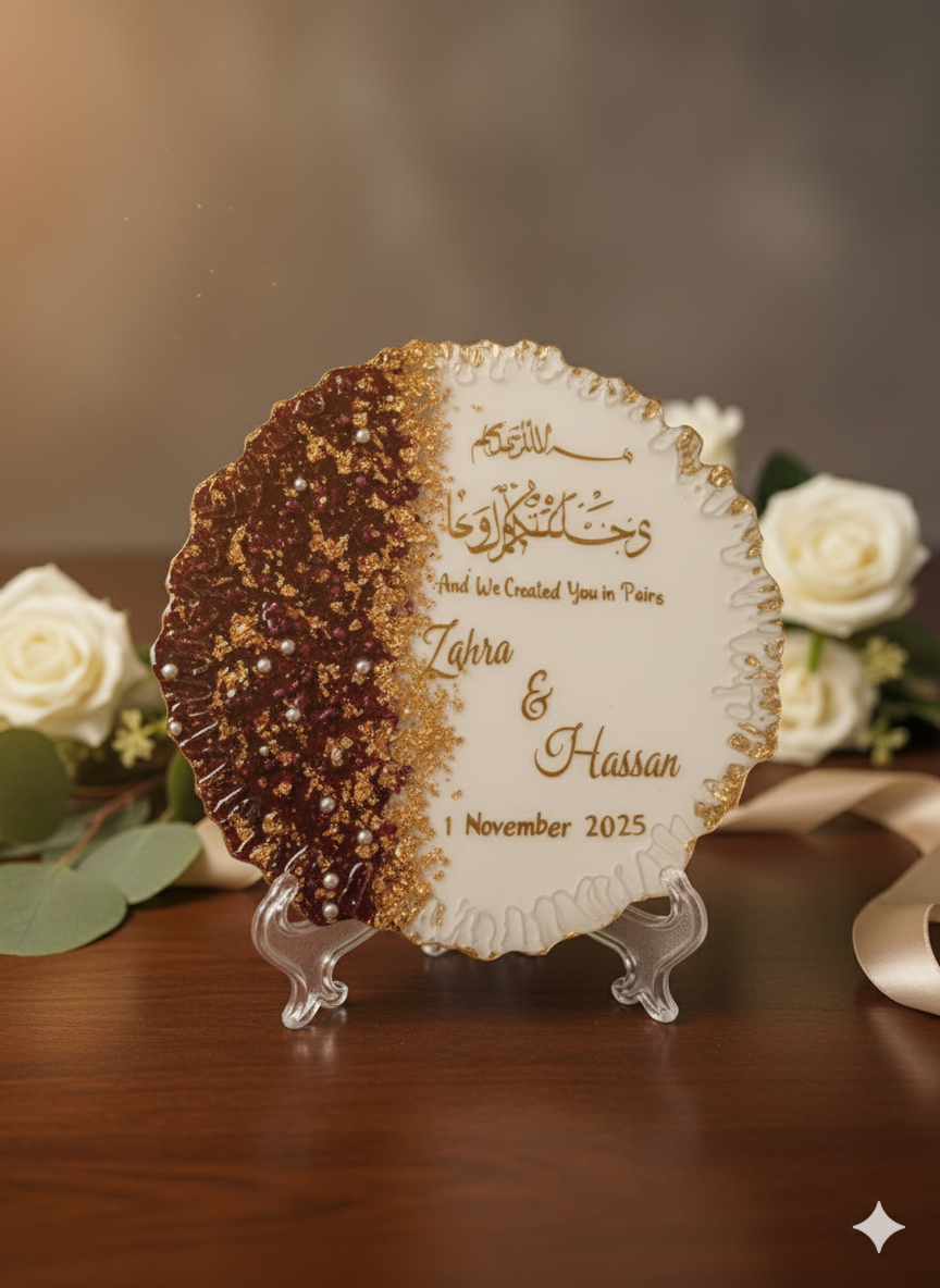 Resin Cream color with Red Rose Glass lights frame