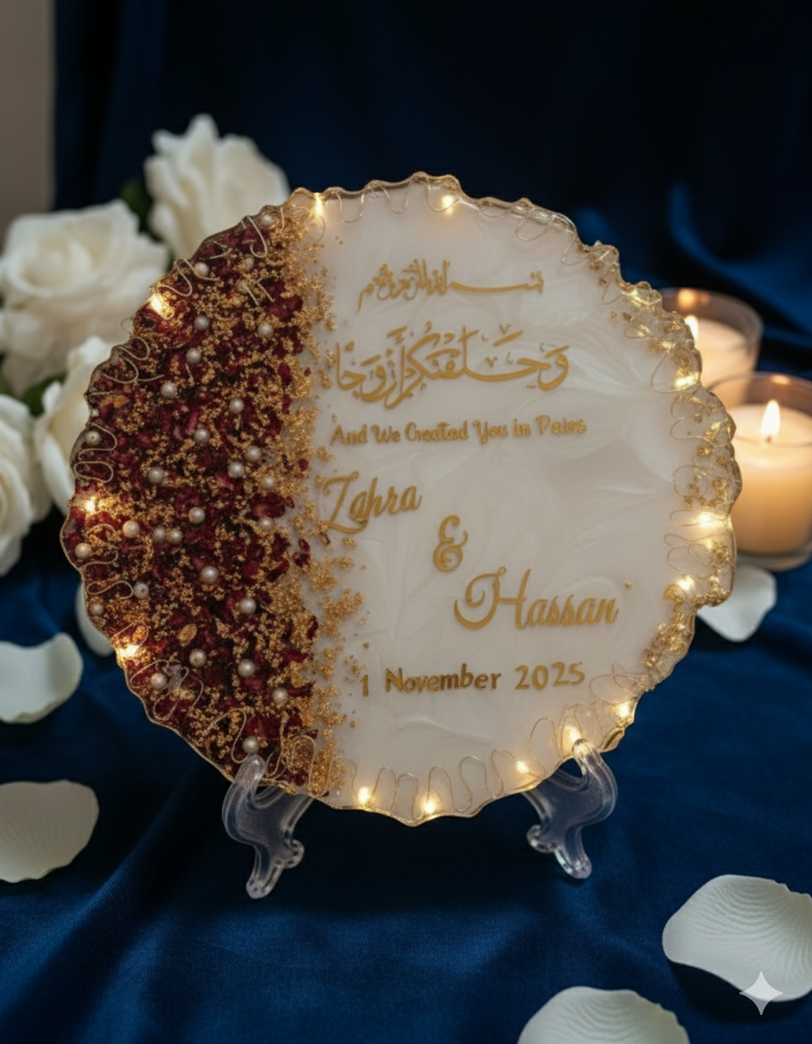 Resin Cream color with Red Rose Glass lights frame