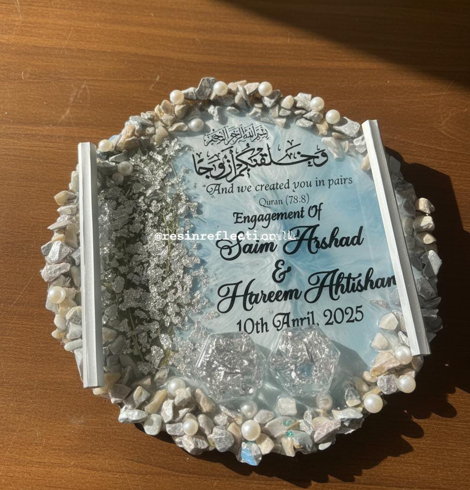 blue silver engagement tray