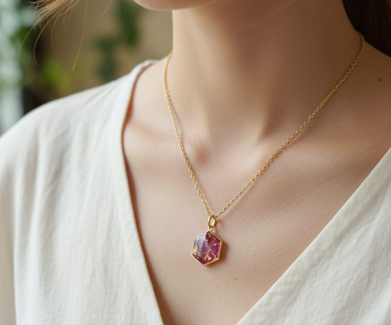 Mini Rhumbas Shape Pendant With Preserved Flowers