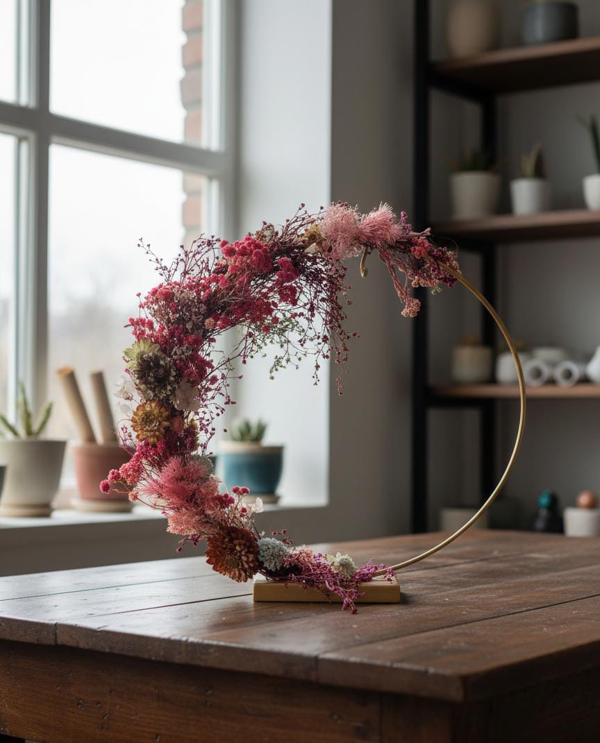 Metal Hoop Floral Stand Available In Multi Color Flowers