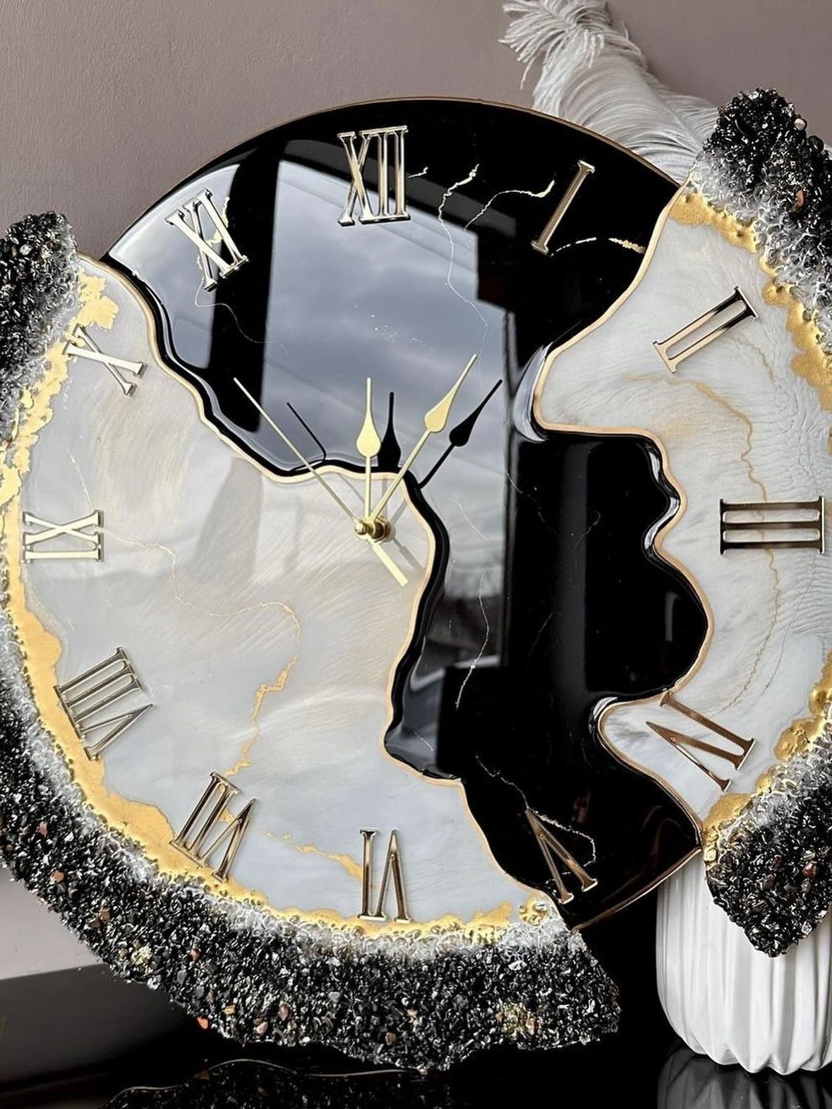 Resin Luxury Geode Deep Tone Wall Clock/Home Decor