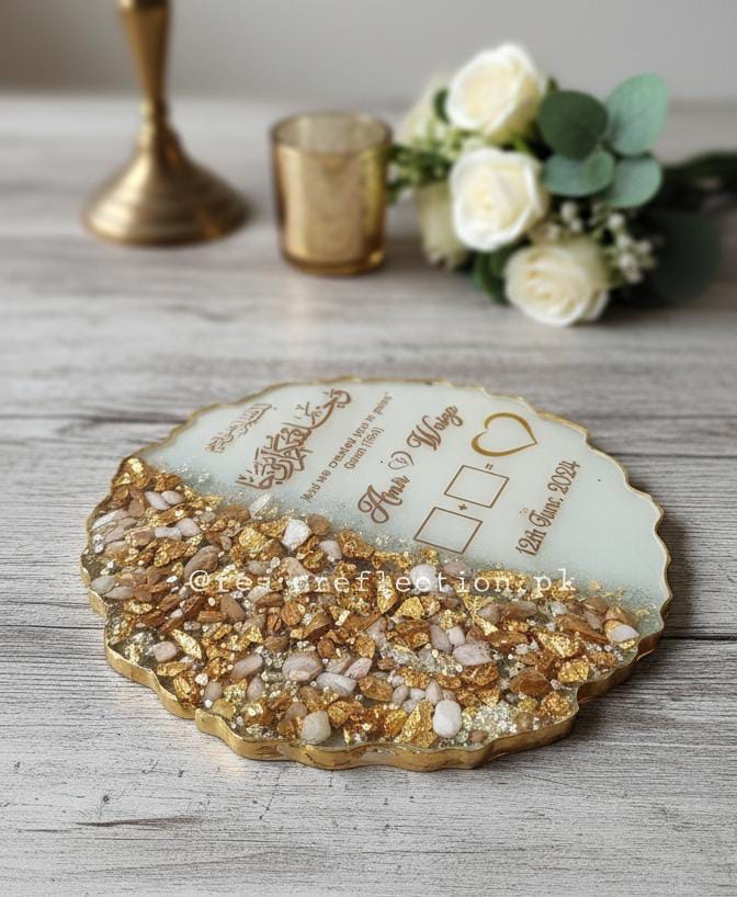 Shiny Stones Thumb Resin Nikkah/Engagement Tray/Frame Elegant Look
