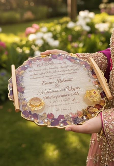 Bridal Floral Resin Nikkah/Engagement Tray/Frame Elegant Look