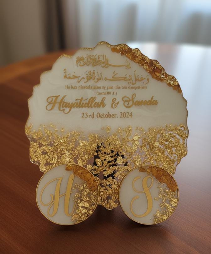2 Coasters Attached Resin Nikkah/Anniversary/Birthday Frame