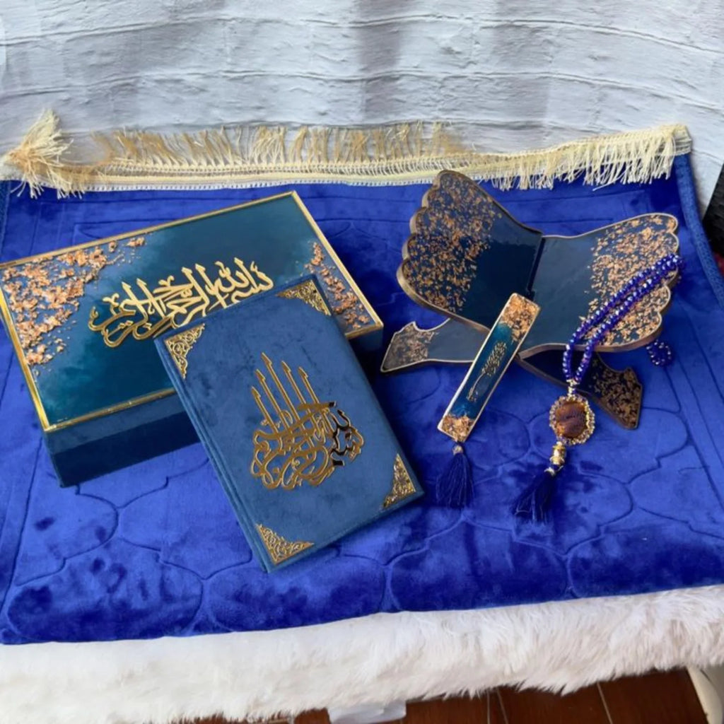 Resin Bridal Quran Set, Quran Rehal, Quran Box, Tasbeeh, Bookmark, Prayer Mat