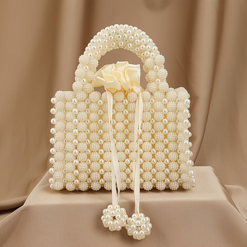 Beautiful beaded bags, handcrafted, White Pearl bags, large beads, handbags