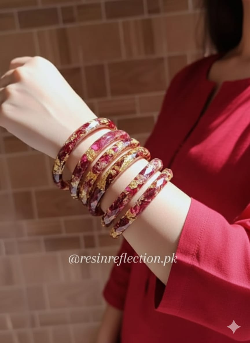 Resin Rose Preserved Bangles