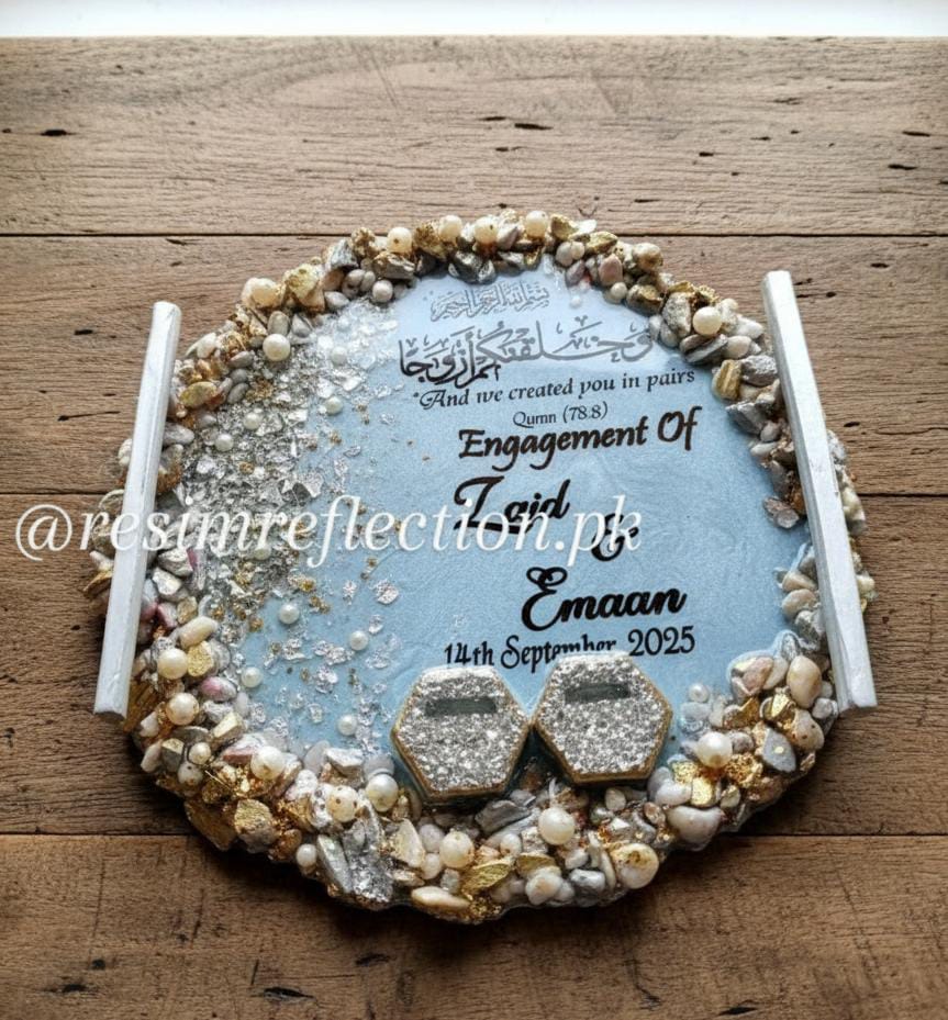Ice Blue Frozen Theme Resin Nikkah/Engagement Tray/Frame