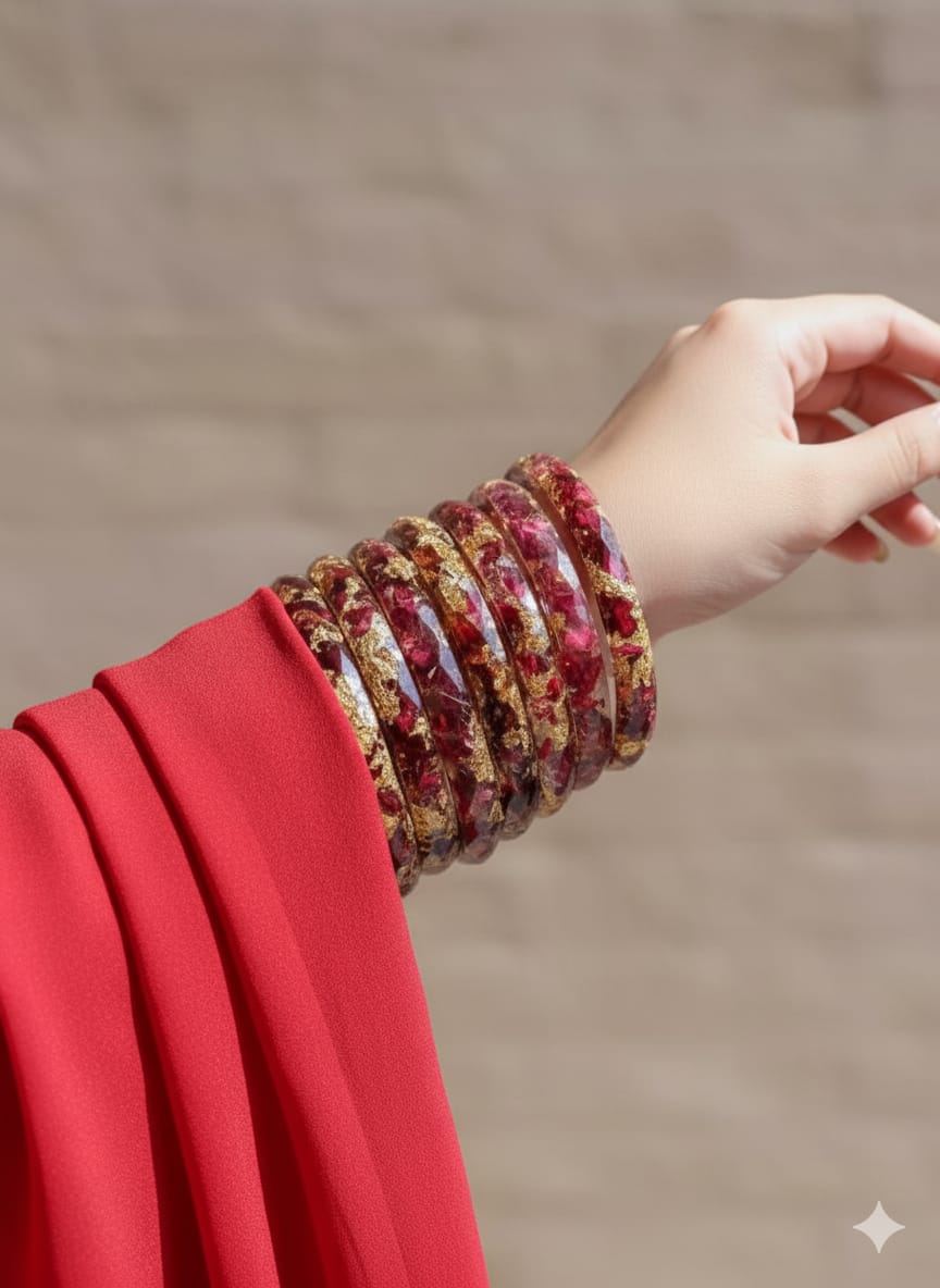 Resin preserved flowers bangles 