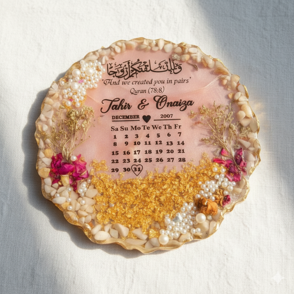 Rose Gold Resin Anniversary/Birthday Calender Frame