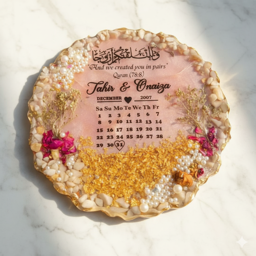 Rose Gold Resin Anniversary/Birthday Calender Frame