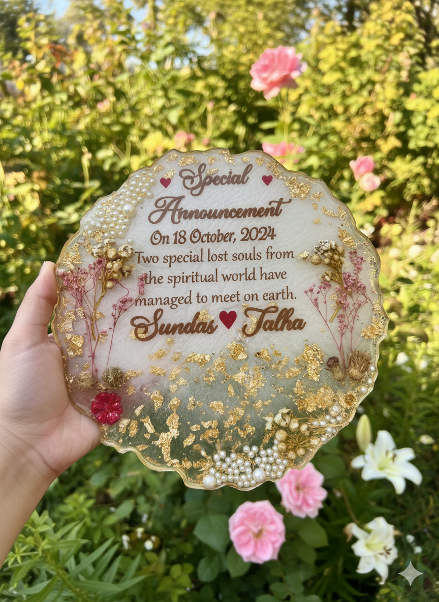 Wedding Announcement Resin Nikkah/Engagement Tray/Frame Elegant Look