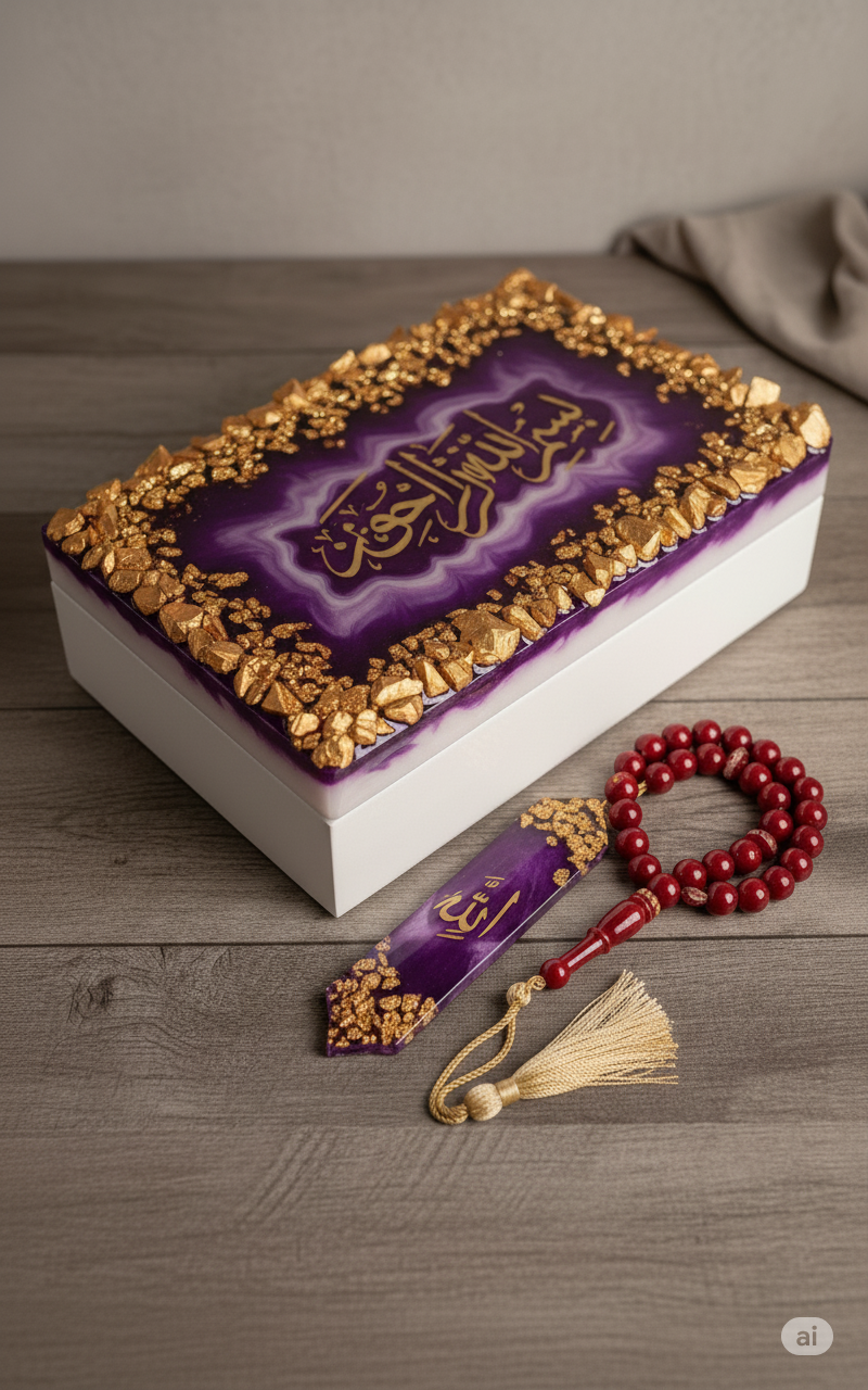 Resin Bridal Quran Set, Quran Rehal, Quran Box, Tasbeeh, Bookmark, Prayer Mat