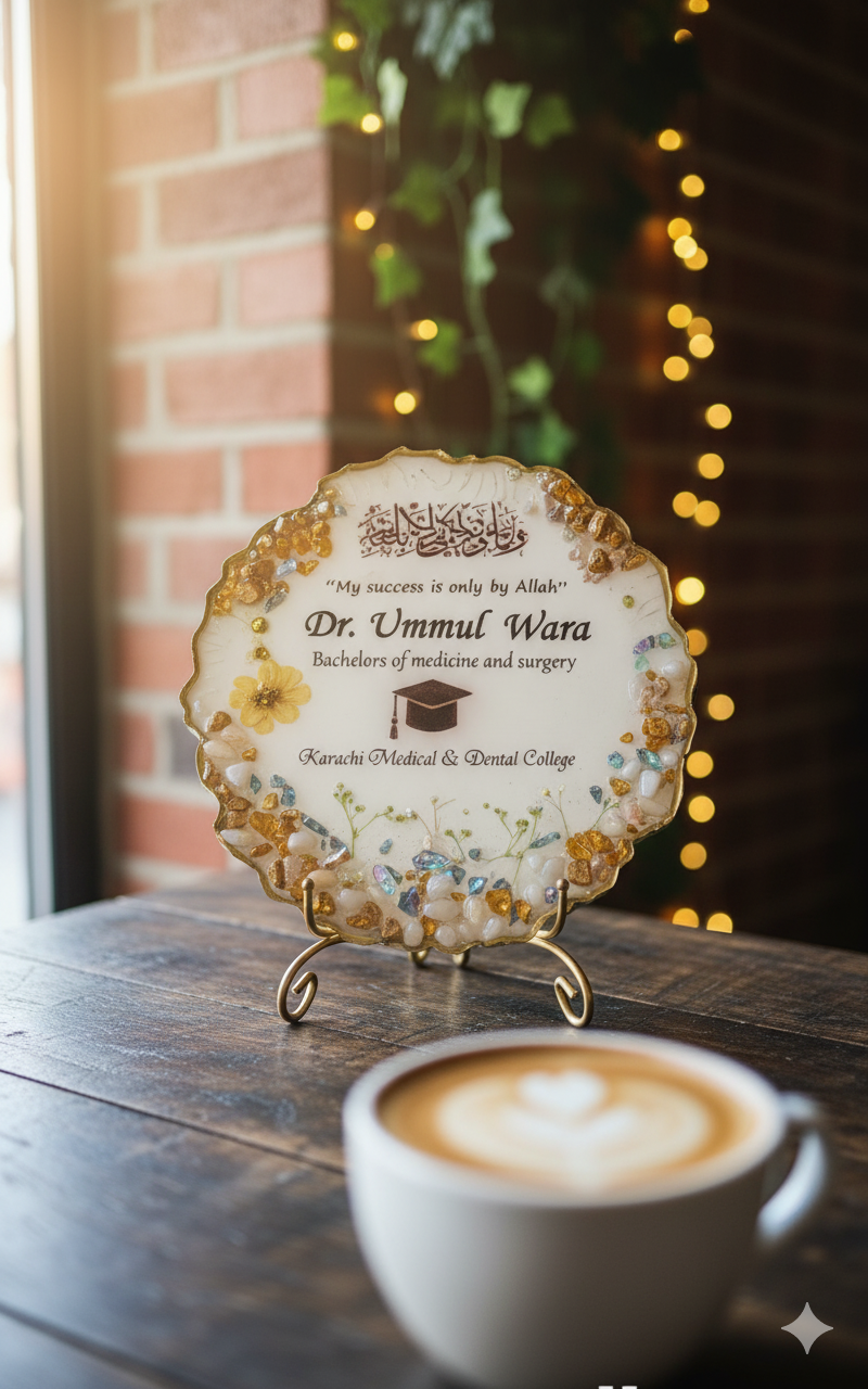 Resin Graduation Frame Elegant Mirror Floral Work