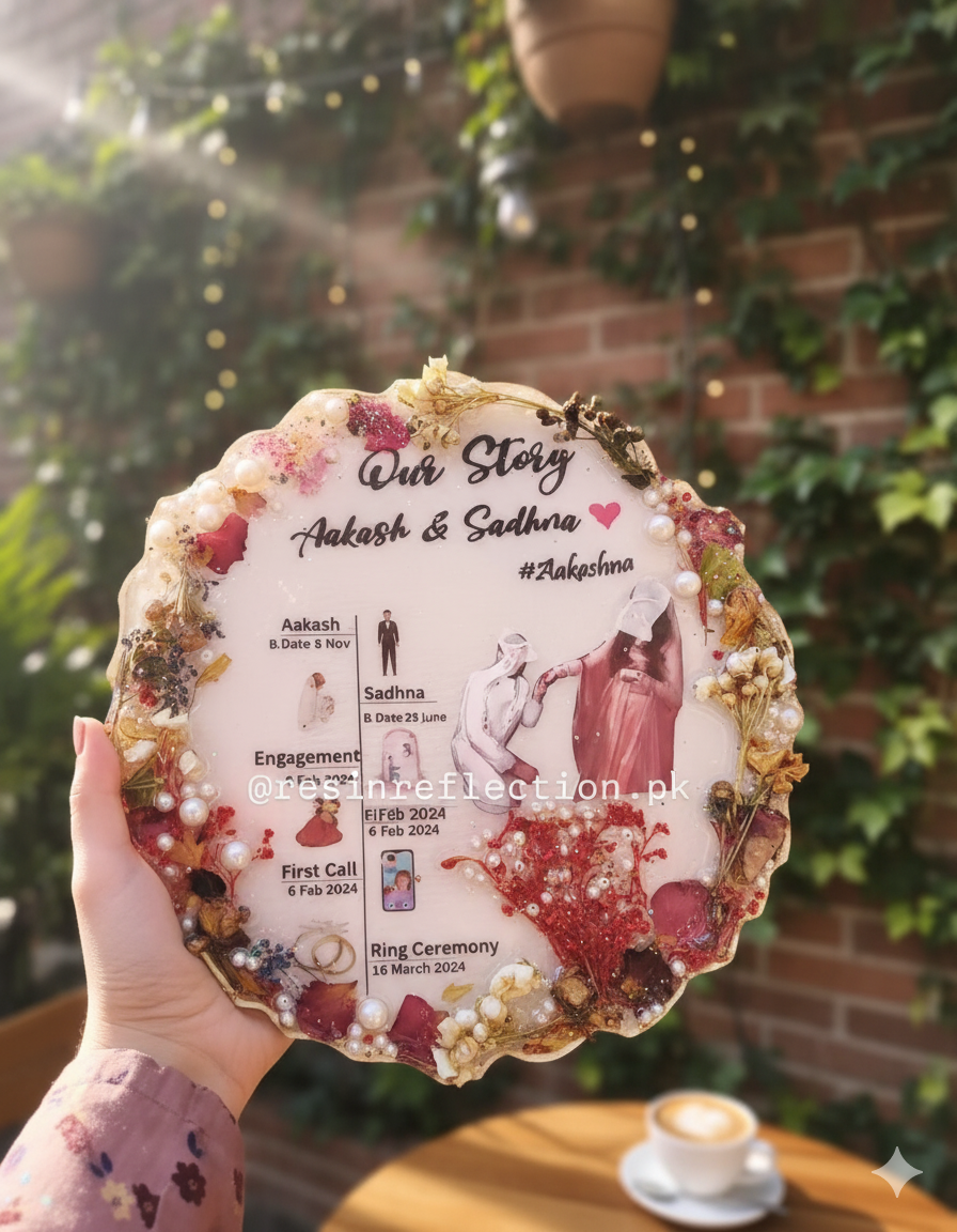 Love Story Timeline Resin Anniversary/Birthday Photo Frame