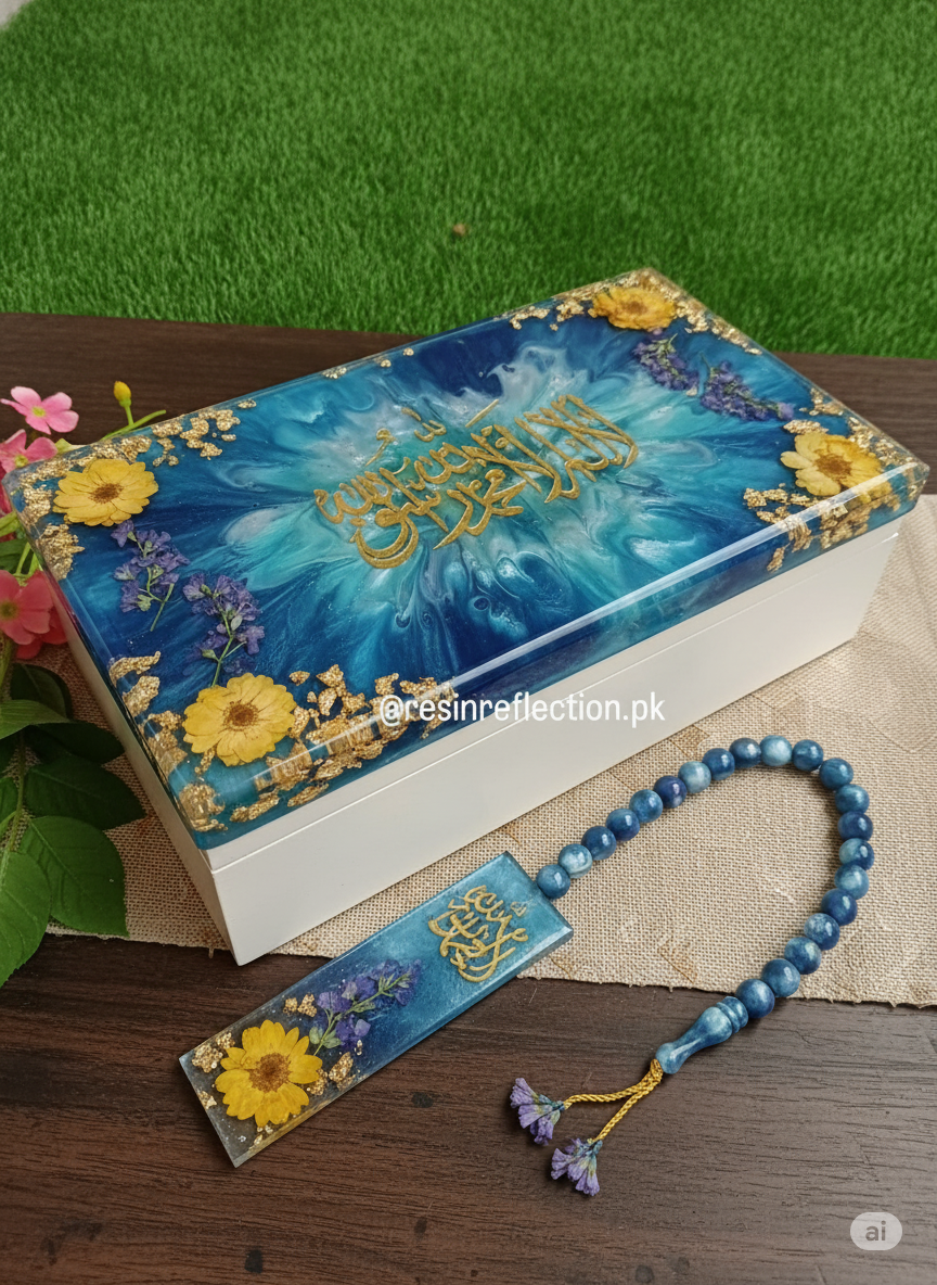 Resin Bridal Quran Set, Quran Rehal, Quran Box, Tasbeeh, Bookmark