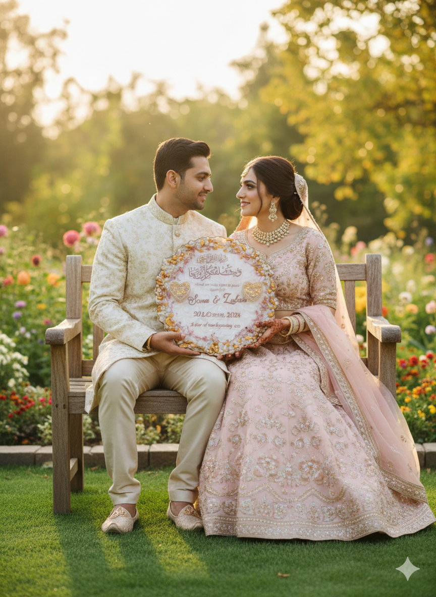 Golden stones shimmery Resin Nikkah/Engagement Tray/Frame