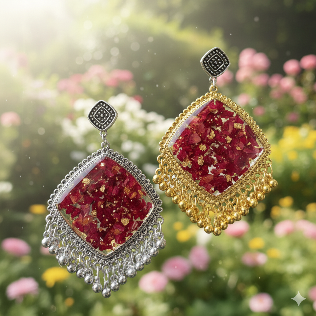 Resin Jhumkas With Your Dried Flowers Preserved