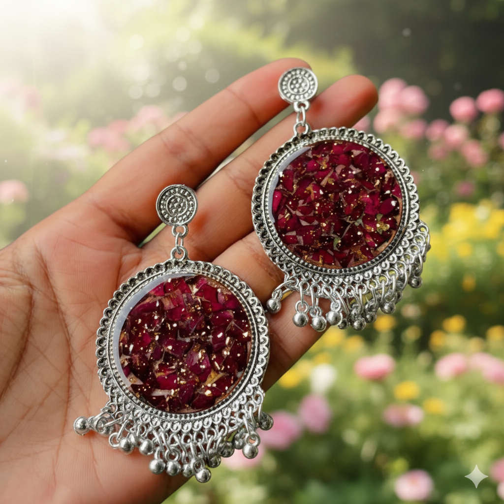 Resin Jhumkas With Your Dried Flowers Preserved