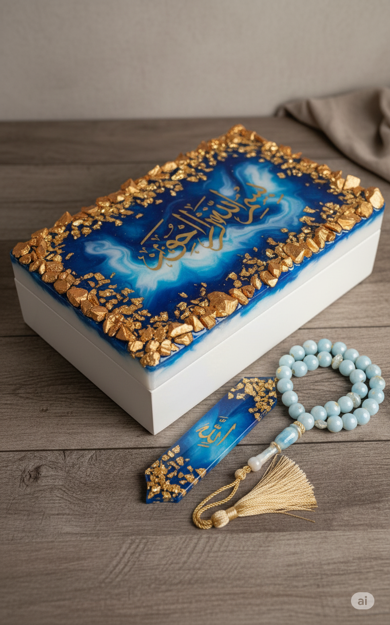 Resin Bridal Quran Set, Quran Rehal, Quran Box, Tasbeeh, Bookmark, Prayer Mat