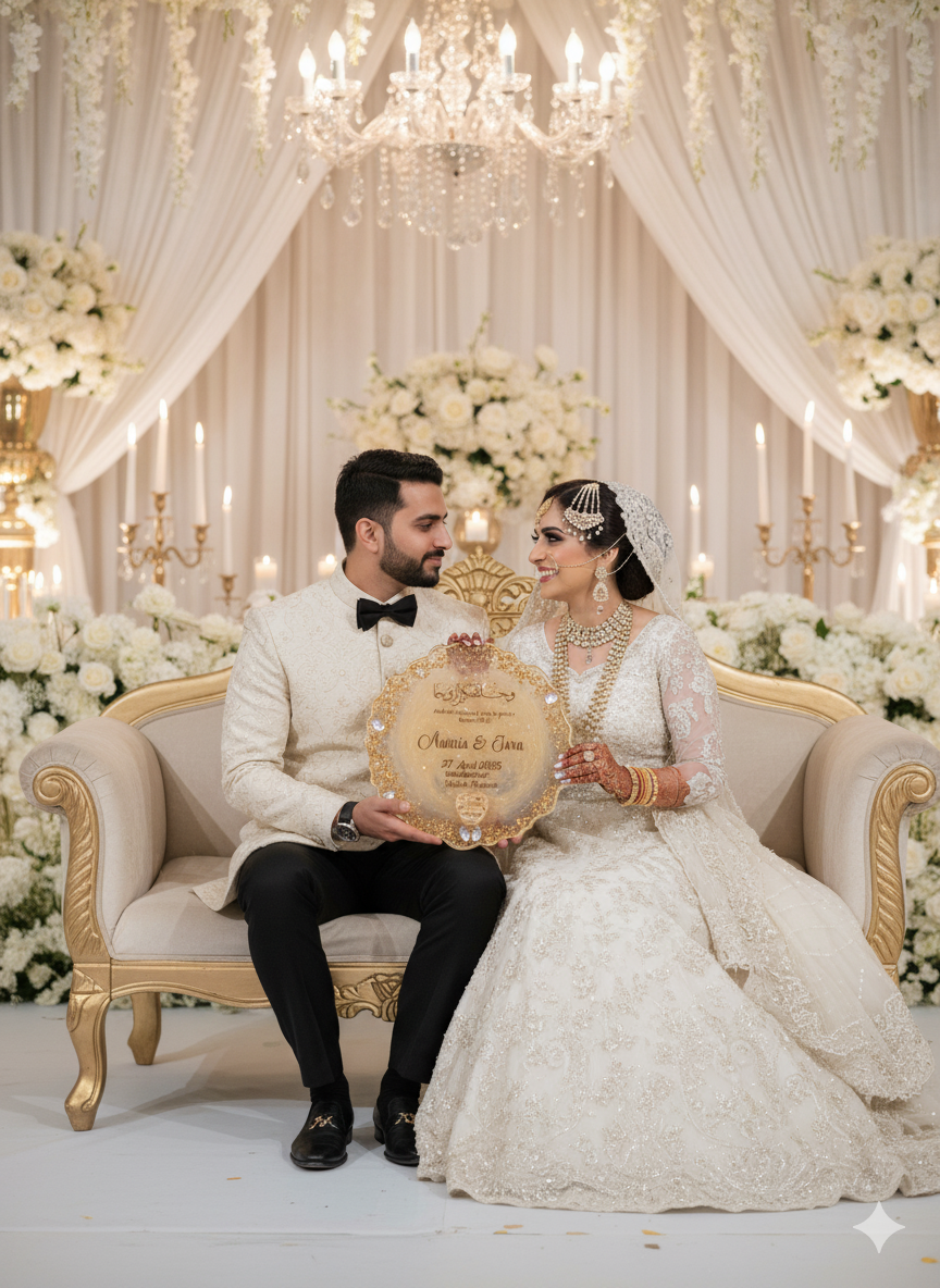 Shimmery Golden Resin Nikkah/Engagement Tray/Frame
