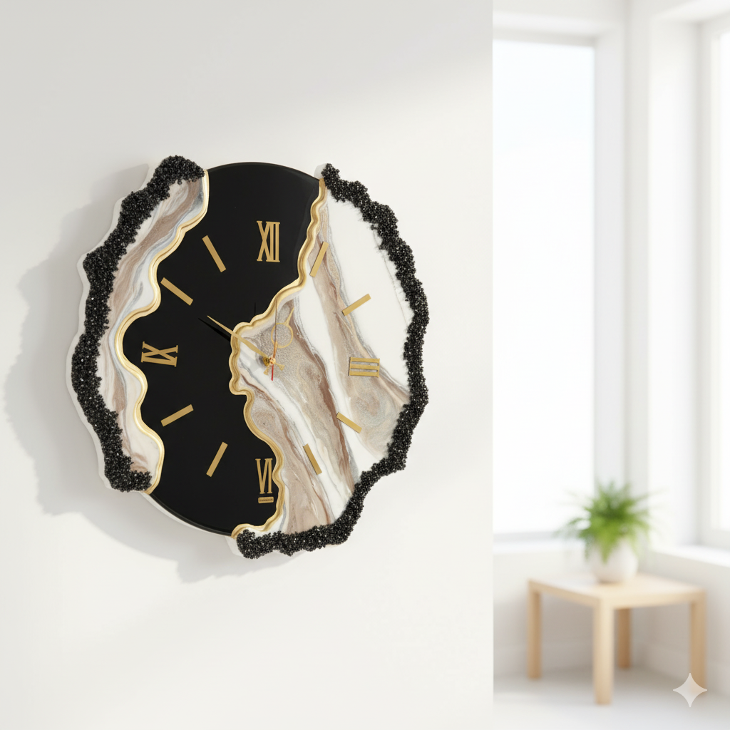 Resin Luxury Geode Deep Tone Wall Clock/Home Decor