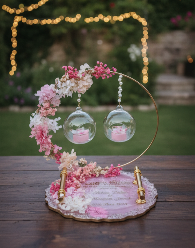 Engagement Ring Platter Hoop Stand Floral