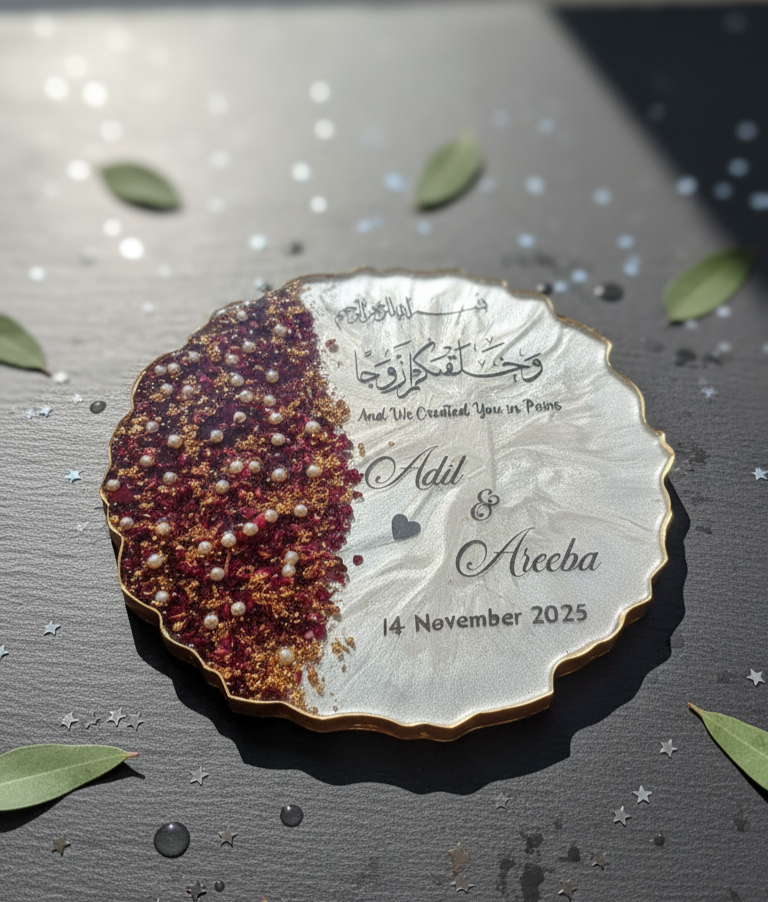 Resin Cream color with Red Rose Frame