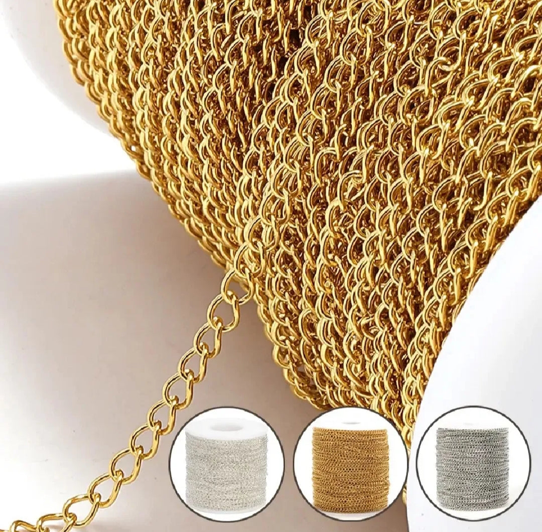 Jewelry making, stainless steel chain, golden, silver stainless steel chain