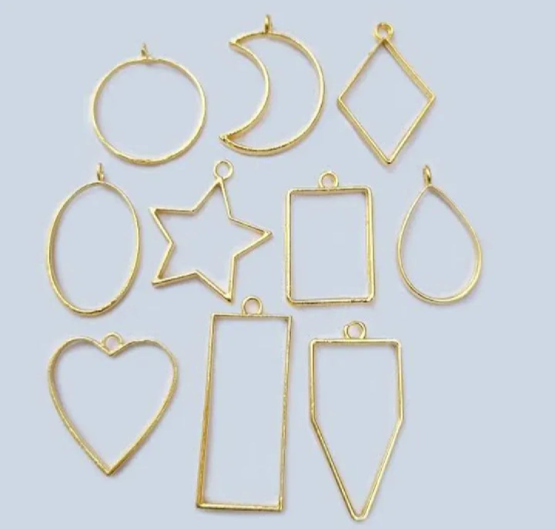 Pendant Bazel for resin arts, Jewelry making, golden