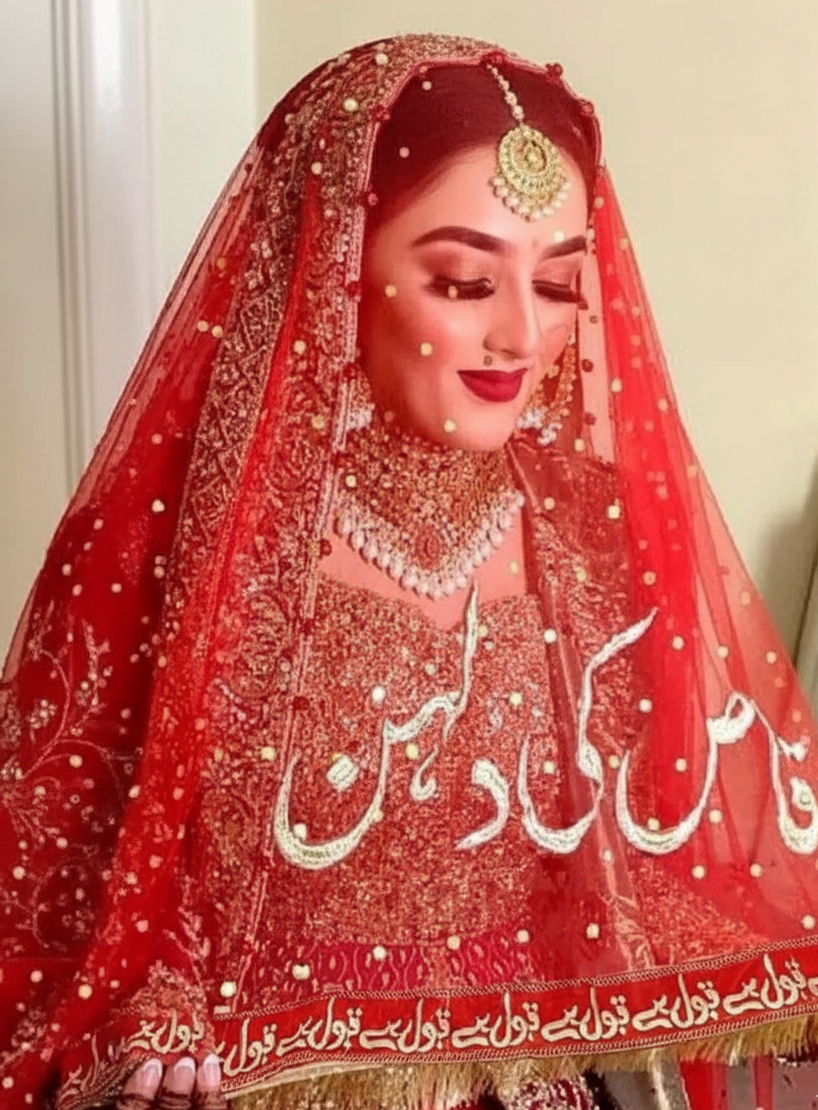Nikkah Dupatta, customized bridal duppata, customized name duppata