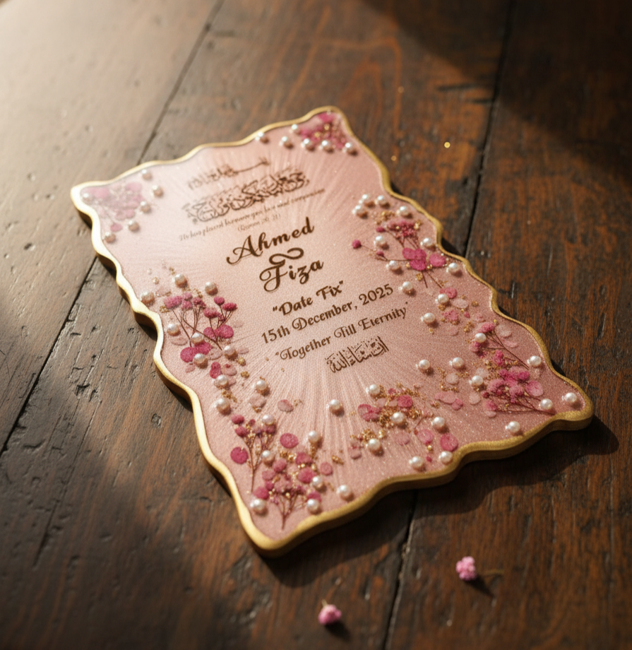 Rose Gold Date fix 🔒 Rectangular Resin Nikkah/Anniversary/Birthday Frame