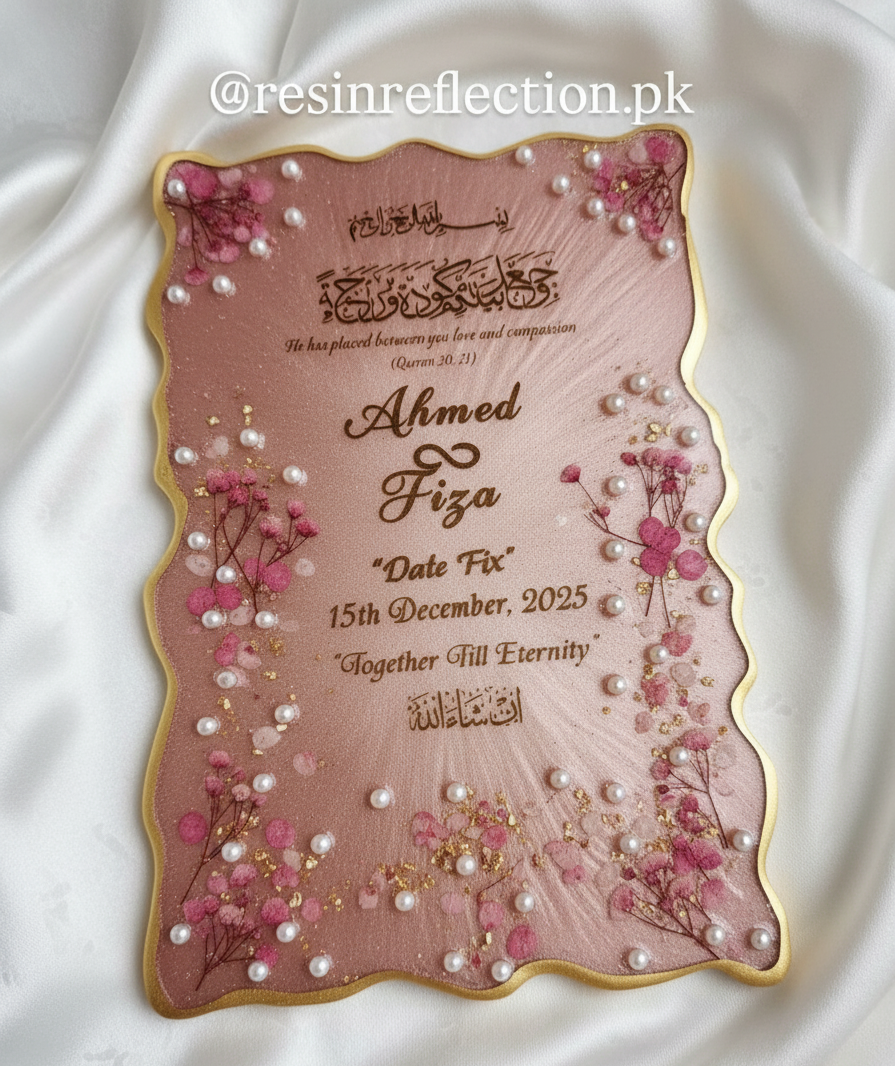 Rose Gold Date fix 🔒 Rectangular Resin Nikkah/Anniversary/Birthday Frame