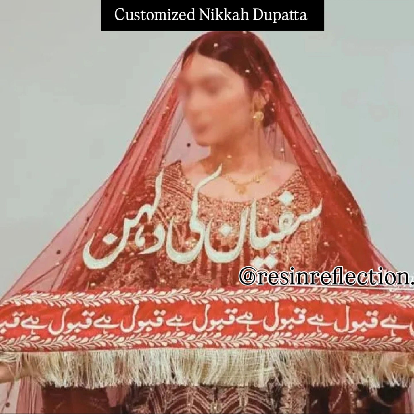 Nikkah Dupatta, customized bridal duppata, customized name duppata