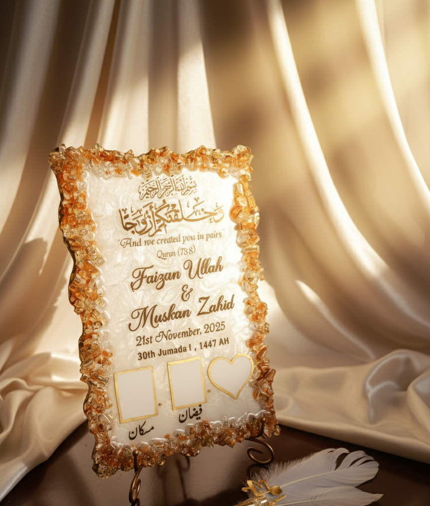 Thumb frame Glass decor 🔒 Rectangular Resin Nikkah/Anniversary/Birthday Frame