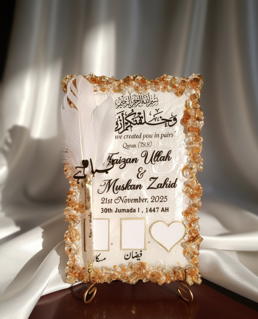 Thumb frame Glass decor 🔒 Rectangular Resin Nikkah/Anniversary/Birthday Frame