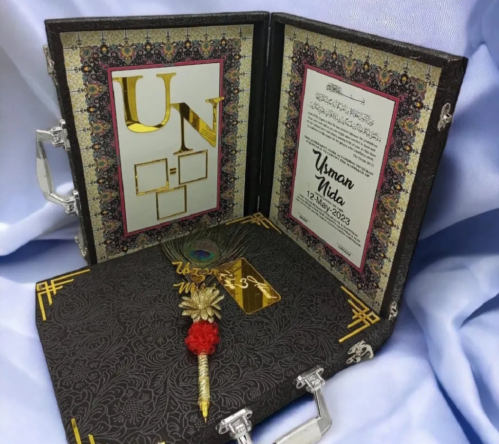 Customized Nikkah Certificate briefcase wooden box, Nikkah Nama with Nikkah pen ❤️😍