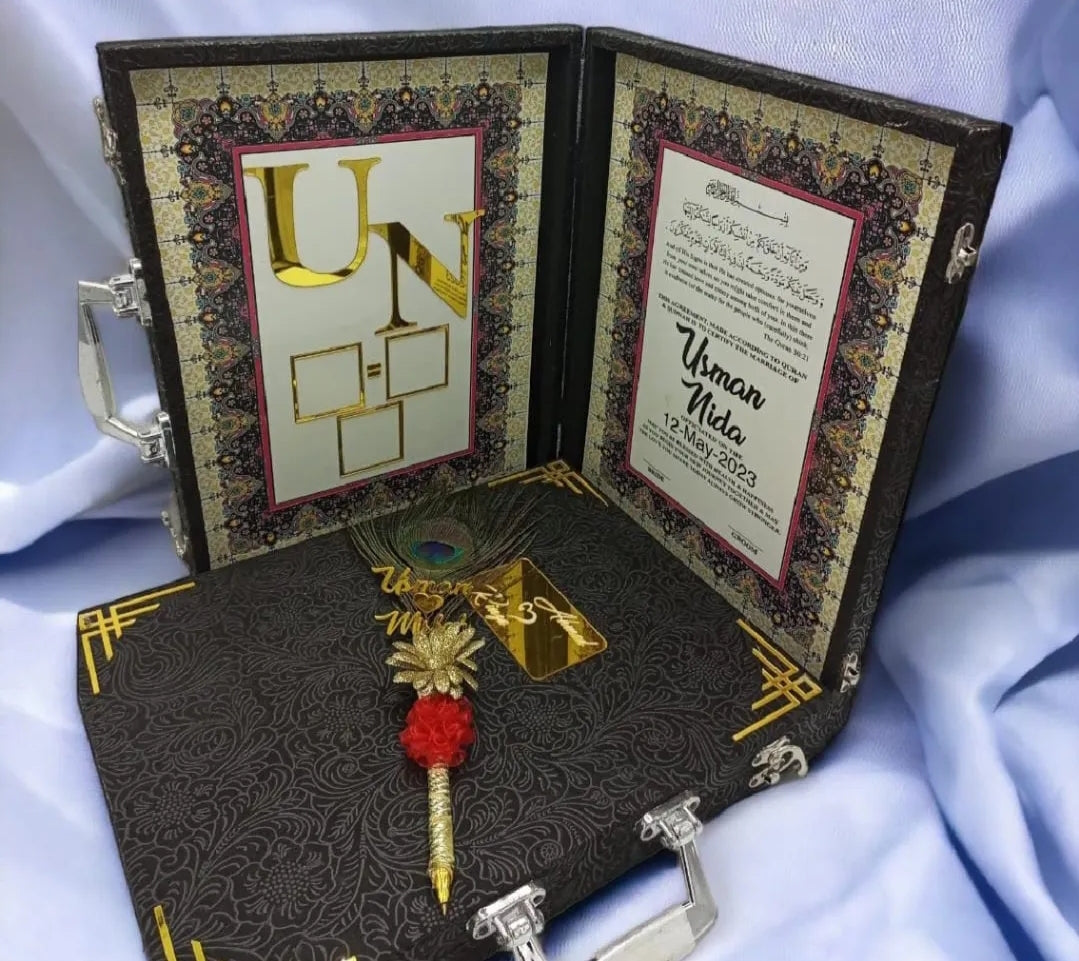 Customized Nikkah Certificate briefcase wooden box, Nikkah Nama with Nikkah pen ❤️😍