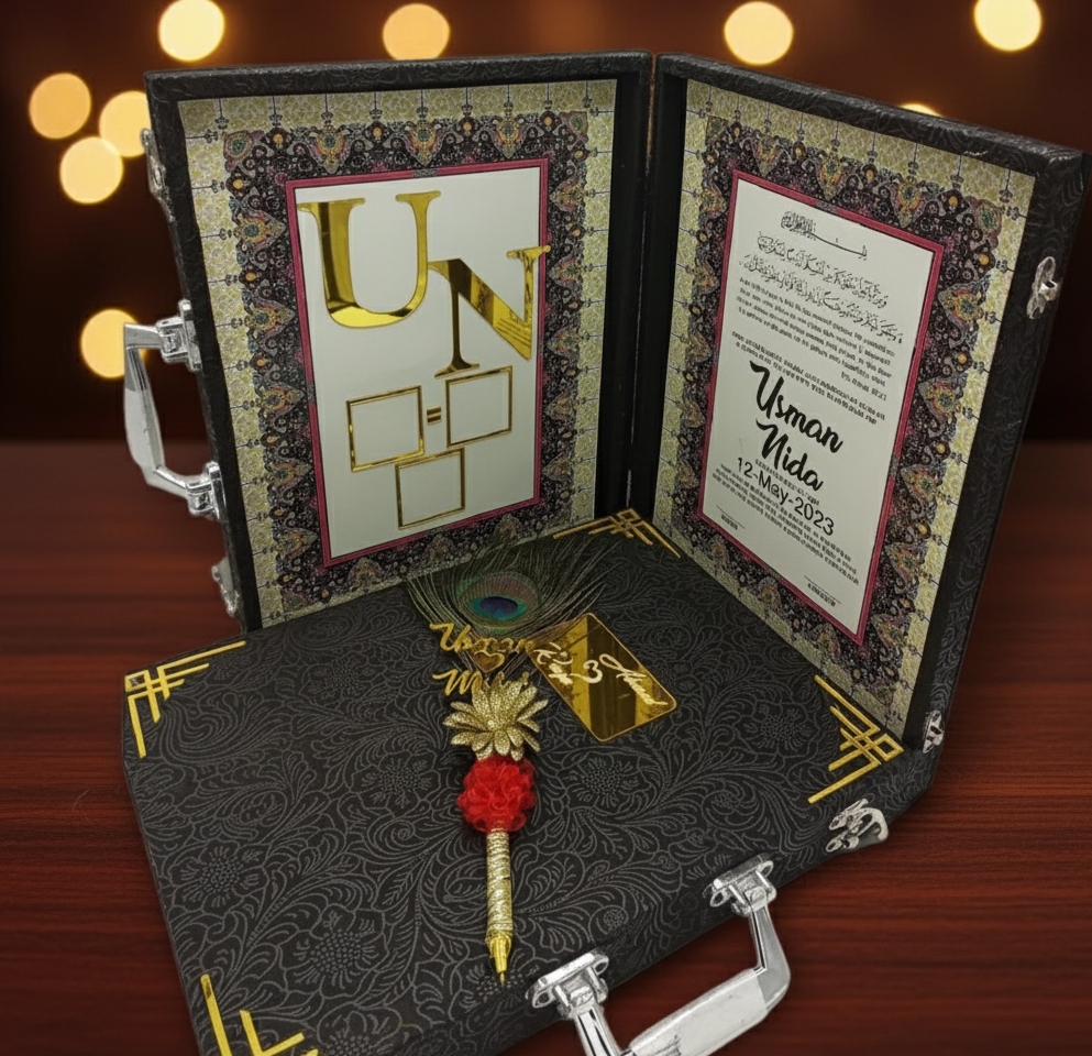 Customized Nikkah Certificate briefcase wooden box, Nikkah Nama with Nikkah pen ❤️😍