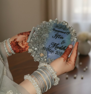 Ice Frozen Tone Resin Nikkah/Engagement Tray/Frame Elagant Minimal Design