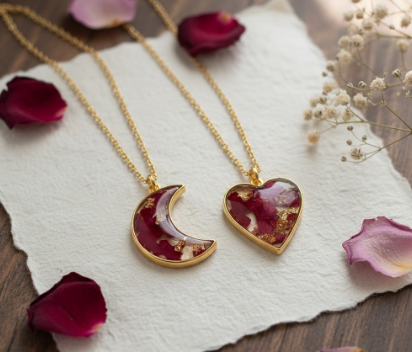 Rose Preserved Different Shapes Pendant Preserved Flower Pendant Stainless steel