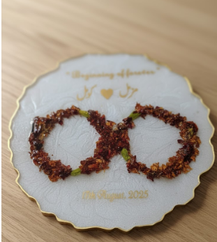 White Resin Gajras/Flowers Preserved Frame With Hook On Back