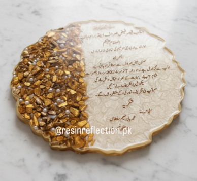 Wedding Invitation Stones Resin Nikkah/Engagement Tray/Frame Card Elegant Look