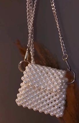 Mini Chain Beautiful beaded bags, handcrafted, handbag, Purse, Pearl Bag
