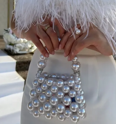 Mini pearl beaded bag, fancy bags