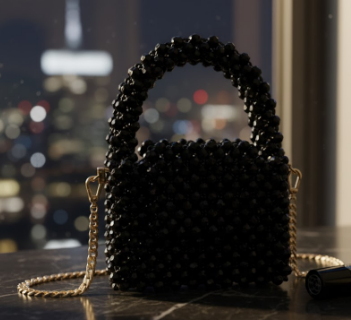 Shiny Crystal  Black Beautiful beaded bags, handcrafted, handbag, Purse